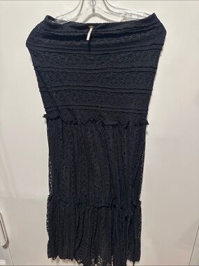 Free People Black Lace Tiered Midi Dress